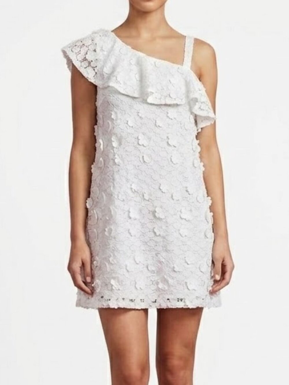 Zara Floral Appliqué White Summer Dress Size 10